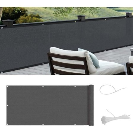 Balkong Personvern Skjerm HDPE Personvern Dekkskjerm, Vindbeskyttelse UV-bestandig, 90x500cm, Antrasitt KLB