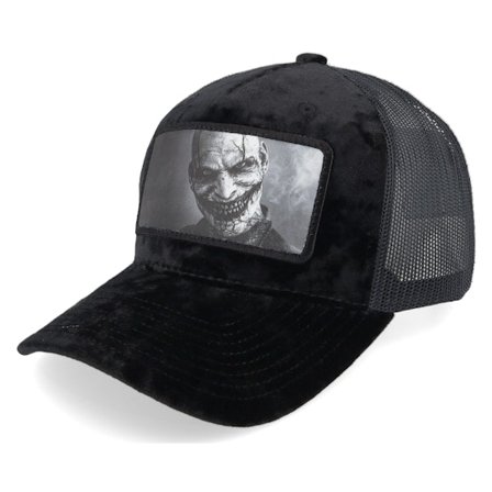 Scenes - Svart trucker Keps - Evil Grin Velvet Black/Black A-frame Trucker @ Hatstore