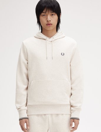 Fred Perry Tipped Hooded Sweatshirt - Beige - L