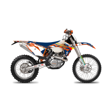 Blackbird Replica Trophy 2018 Komplett Dekalkit med Sadelöverdrag Orange-Blå - KTM 250 EXC-F SIX DAYS 2013-2013