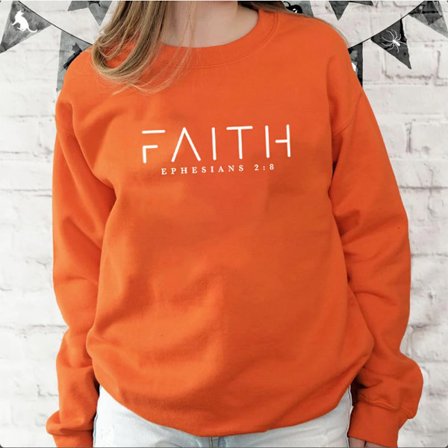 Trendig Faith Sweatshirt Bibelversskjorta Kristna kläder Dam Streetwear Tröja Huvtröja Estetiska kläder