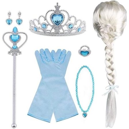 Elsa Prinsessdiadem, Tiara Krona och Fairy Wand Elsa Utklädningsaccessoarer Set för Fest, Cosplay