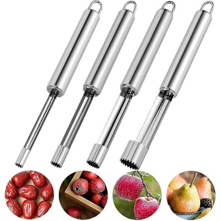 4 stk. æblekernefjerner i rustfrit stål, 4 forskellige typer kernefjerner, æbleudstikker, frugtkernefjerner, frugtkernefjerner til hjemmet og (LGL)