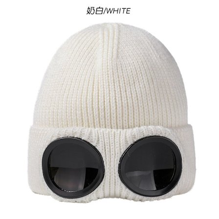 Ski vindtette briller, varm strikkelue, unisex vinterstrikkelue, med avtakbare briller