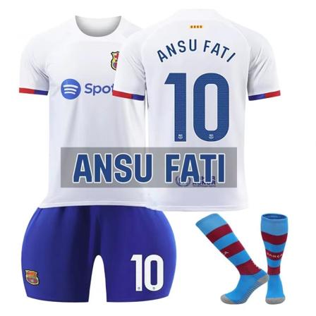 23-24 Barcelona ude hvid nr. 9 Lewandowski trøje nr. 8 Pedri 21 De Jong 6 Garvey fodbolddragt NO.10 ANSU FATI L