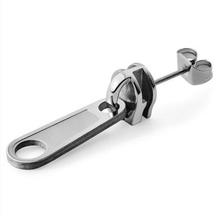 Studová náušnica Floyd v oceľovej farbe so zipsom pre mužov - Pecky a krúžky