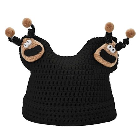 Härlig Plysch Stickad Mössa Modehatt Mjuk Bekväm Mössa Tecknad Mönster Mössa för Vintervärme och Mode Vit