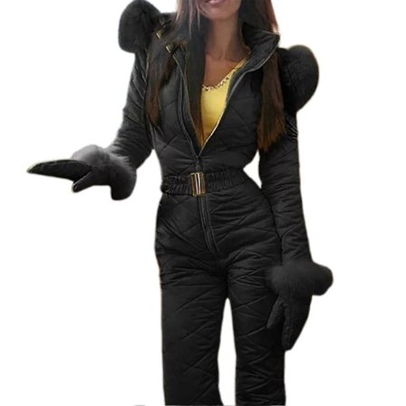 Isoleret ski-jumpsuit til damer til snowboarding, komfortable materialer for varig ydeevne., Spændende nedkørsler
