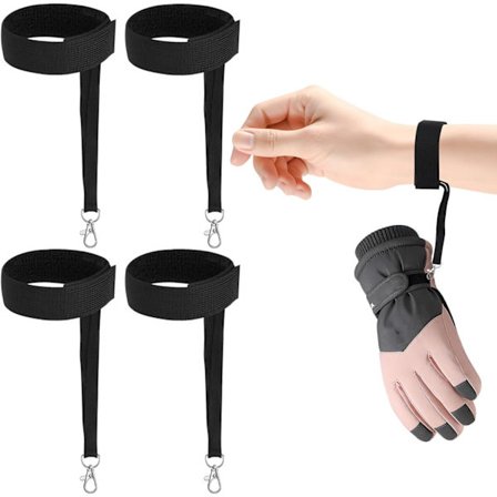 4-pak vinter skihandsker med elastiske håndledsremme, ski tilbehør til mænd, sele og nøglering.