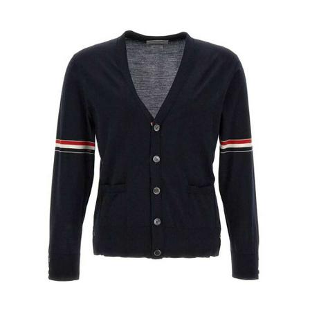 Thom Browne V-neck Strik Blå, Herre Strik