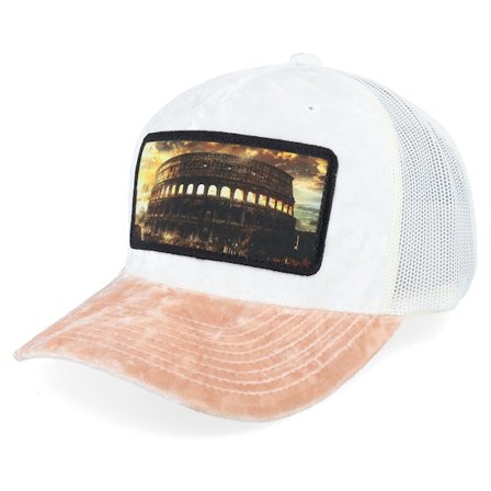 Calza Pennello - White trucker Gorra - Colosseum At Its Peak Velvet White/Peach/Ivory A-Frame Trucker @ Hatstore