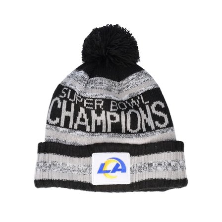 New Era - NFL Noir pom Bonnet - Los Angeles Rams NFL Parade Knit Black/Grey Pom @ Hatstore