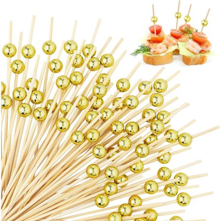 100 gullfargede cocktailpinner aperitiff perle bambus cocktail