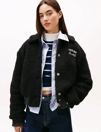 Tommy Jeans Tjw Teddy Varsity Bomber - Black - M