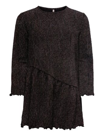 Kmgqueen L/S O-Neck Glitter Dress Bf Jrs Black Kids Only