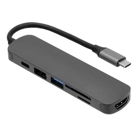 USB C -keskitin 6-in-1 SD/TF-kortinluku TypeC-sovitin telakointiasema OS X Lenovo Dell -laitteille