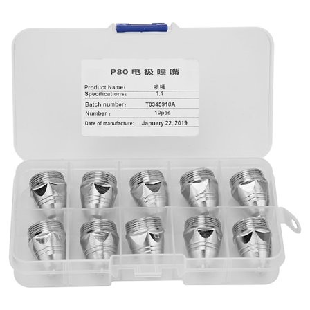 10 stk. P-80 Plasma Skæreforbrugsstoffer Skærebrænder Dyser (1,1 mm dyse)