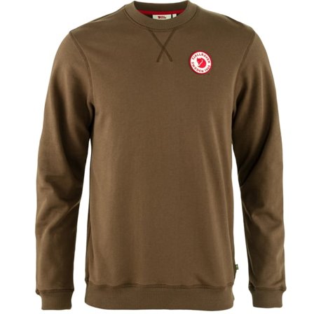 Fjällräven Men's 1960 Logo Badge Sweater in Dark Oak | Size: Small, Organic Cotton