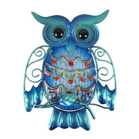 Metal Blå Ugle Glas Ugle Vægophæng Dekoration til Hjem Have Stue
