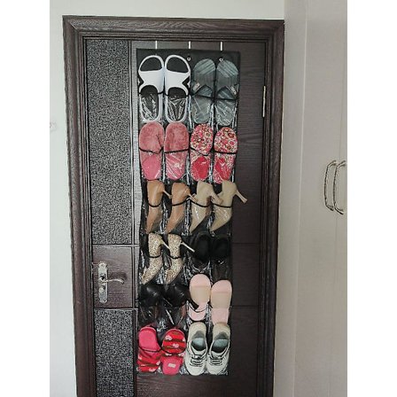 Sztxj 24 Håndtag Gennemsigtige Sko Opbevaringsposer Foldbar Sko Holder Organizer Husholdnings Hængepose Sort