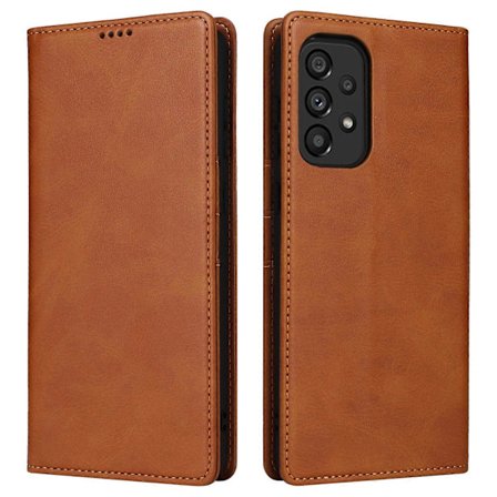 Køb Samsung Galaxy A53 5G Etui PU Læder RFID Blokerende Telefon Cover Magnetisk Lukning Brun