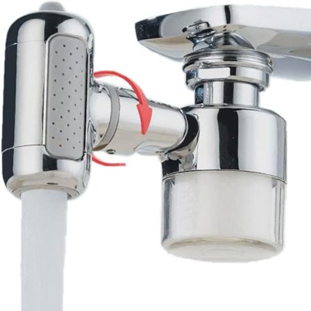 1080° Kranforlænger med 4 strømningstilstande / drejeligt brusehoved til køkkenarmatur, Sølv