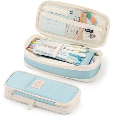 Stor kapasitet blyantveske stor blyantveske for jenter, blå