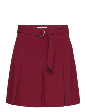 Fluid Twill Pleated Short Skirt Kort Skjørt Burgundy Tommy Hilfiger