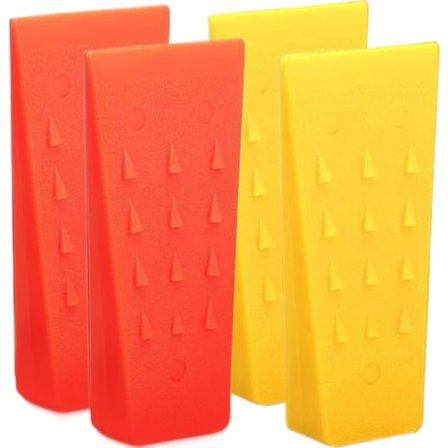 Fældning kiler 4 stk. 5 tommer fældekile stabile plastkæder sav kiler med skridsikre knopper til skovningsudstyr gul + orange træ splitter