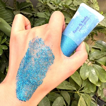 Transparent hvid ansigts- og kropsglimmer - Party glimmer festival rave kostume, egnet til kvinder og børn.