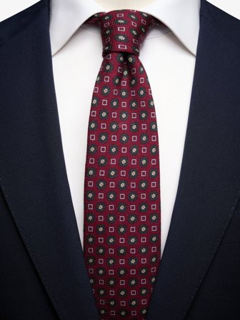 John Henric Men's Bordeaux Geometrische Krawatte Size 7,5