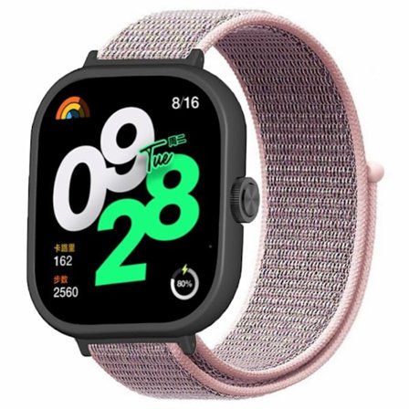 Xiaomi Redmi Watch 4 Armbåndsrem Nylon Loop Watchband med svart støtbestandig Watch Case - Rosa