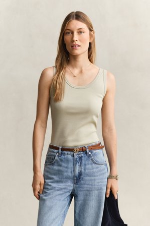 GANT Damen Geripptes Tanktop (M) Beige