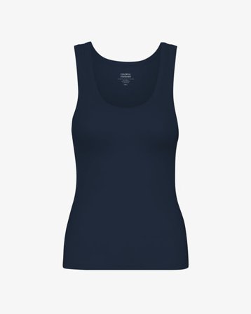 Women Organic Rib Tank Top - Navy Blue