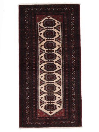 Oriental Baluch Rug 106X208 Black/Brown Wool, Persia