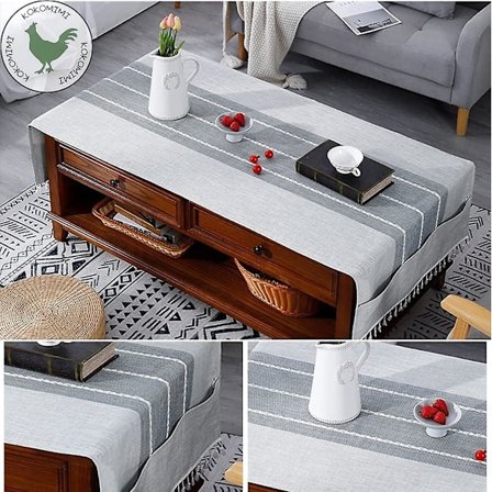 Bomull Linne Duk med Sidoficka Anti-smuts Rektangulär Duk Kaffe Vardagsrum, Balkong, Trädgårdsduk 60x160cm