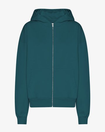 Organic Oversized Zip Hood - Ocean Green