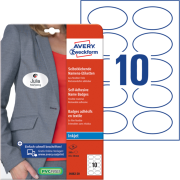 Namnskyltar Rund Vit 85x50mm