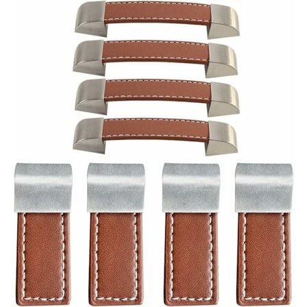 Set med 8 (58 mm, 128 mm) lädermöblerhandtag, läderdörrhandtag