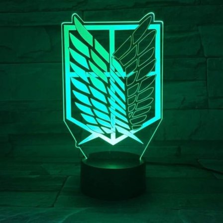 FaceToWind 1 stk. 7 farver Anime lampe Attack on Titan Wings of Liberty 3D lys berøring LED lampe USB eller 3AA batteridrevet lampe Børns gave lampe