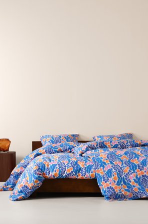 Jotex - Dynetrekksett Enkeltseng Økologisk Blå - FLORIAN - Kjøp Enkeltseng hos Jotex