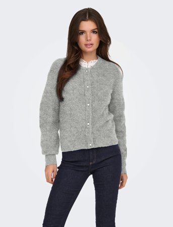JDY Jdylumi Life L/S Button Cardiga Knt Noos - Grey - L
