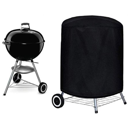 BBQ-skydd (77 x 58 cm), runt BBQ-skydd regnskydd för elektrisk gasgrill trädgårdspatio Weber med förvaringsväska (svart)
