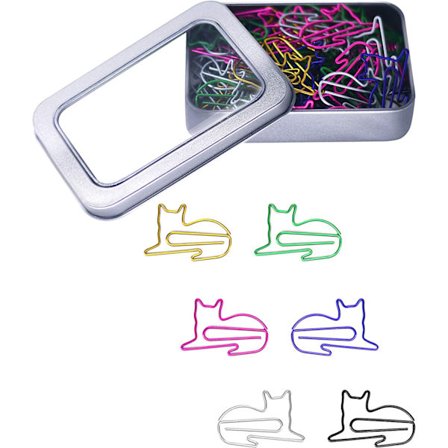 50 Paper Clips (Kissa) Ihastuttavat kirjanmerkkipaperiliittimet eläinmuodossa