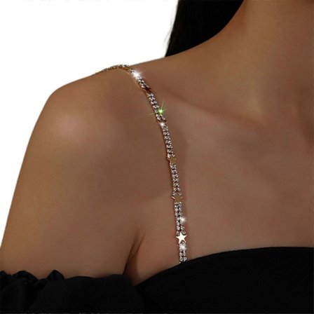 Strass BH-band Justerbart Strass Osynligt Axelband Halkfritt BH-axelkedja Kompatibel med BH-toppar Klänning Flerfärgad