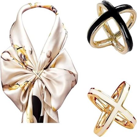 Sett med 2 skjerfringer for dameskjerf, silkeskjerf, skjorter