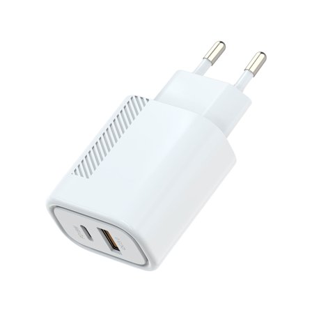 Essentials Fast Charger USB-C + A Adapteri - Valkoinen