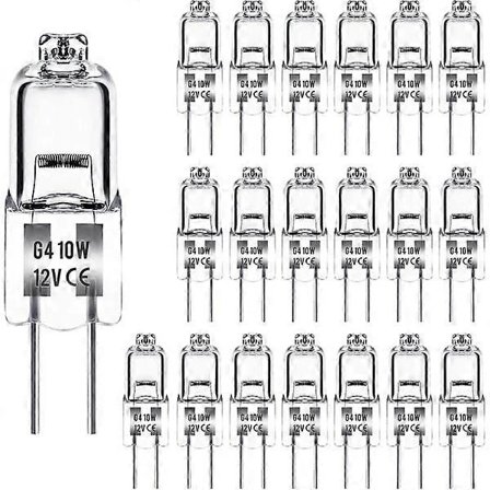 G4 halogenlampor 10W 12V - Varmvit - 20 st 10W