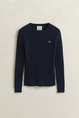 GANT - Kabelstrikket bomullsgenser med stretch til dame evening blue