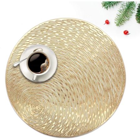 Sett med 6 vaskbare PVC-brikker, Vinyl Rund, Jul, Wed, ZQKLA